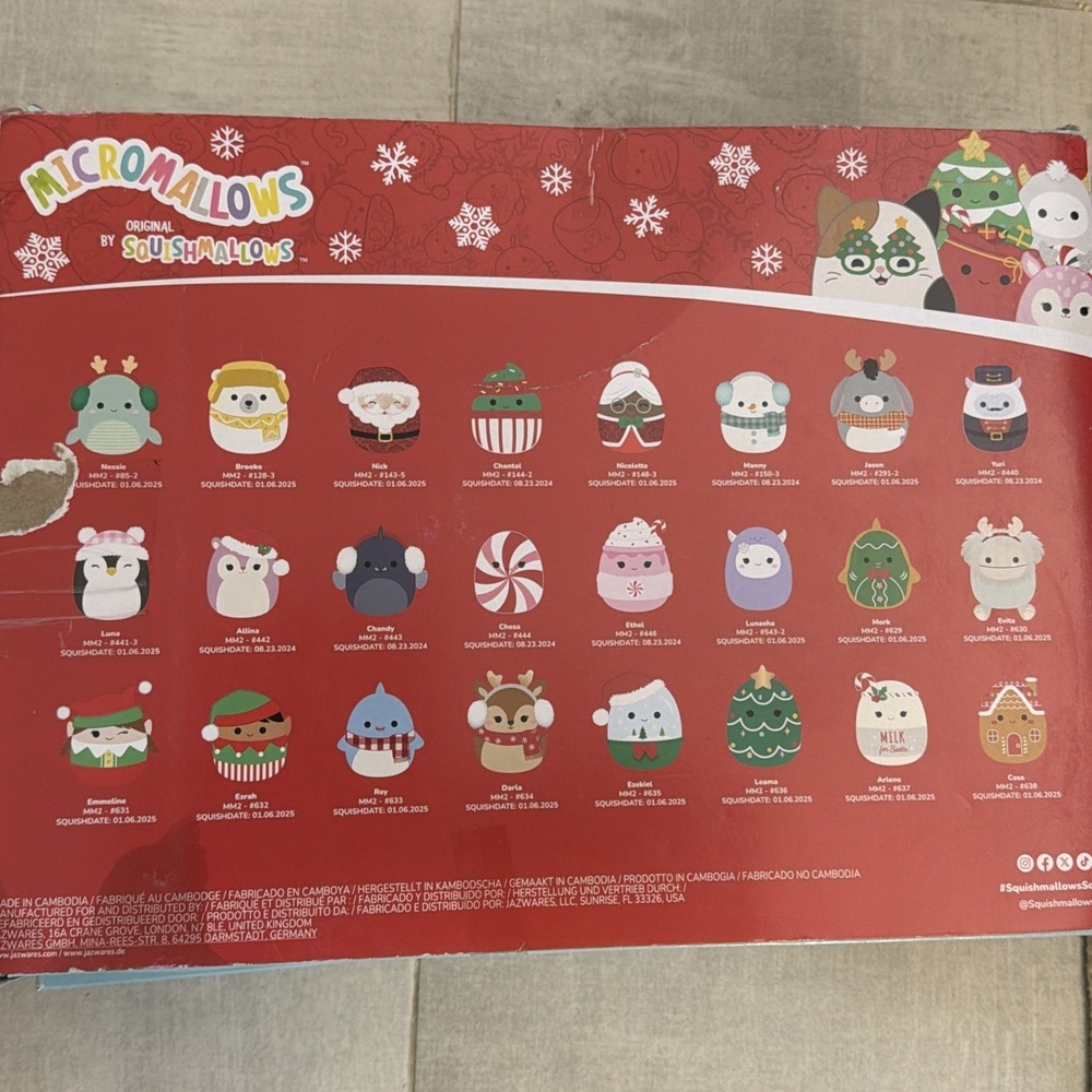 Micromallows 2.5" Squishmallows Holiday Advent Calendar Plush - 24pk Box Damage - Picture 13 of 13